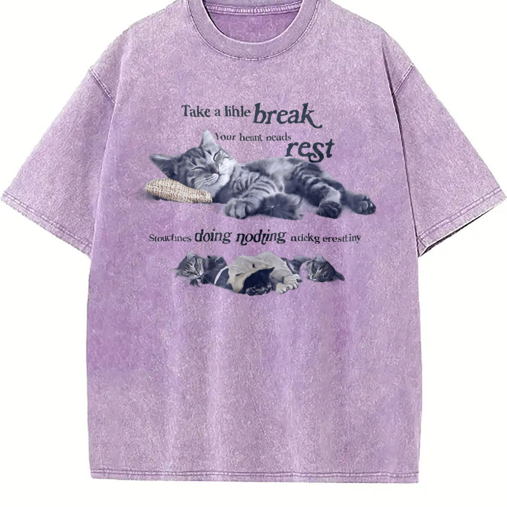 Y2K Relaxing Cat Vintage Washed T-Shirt product image 6
