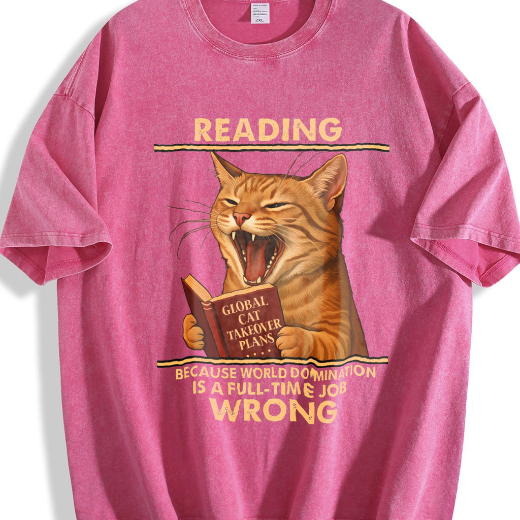 Funny Cat Reading Vintage Washed T-Shirt product image 7