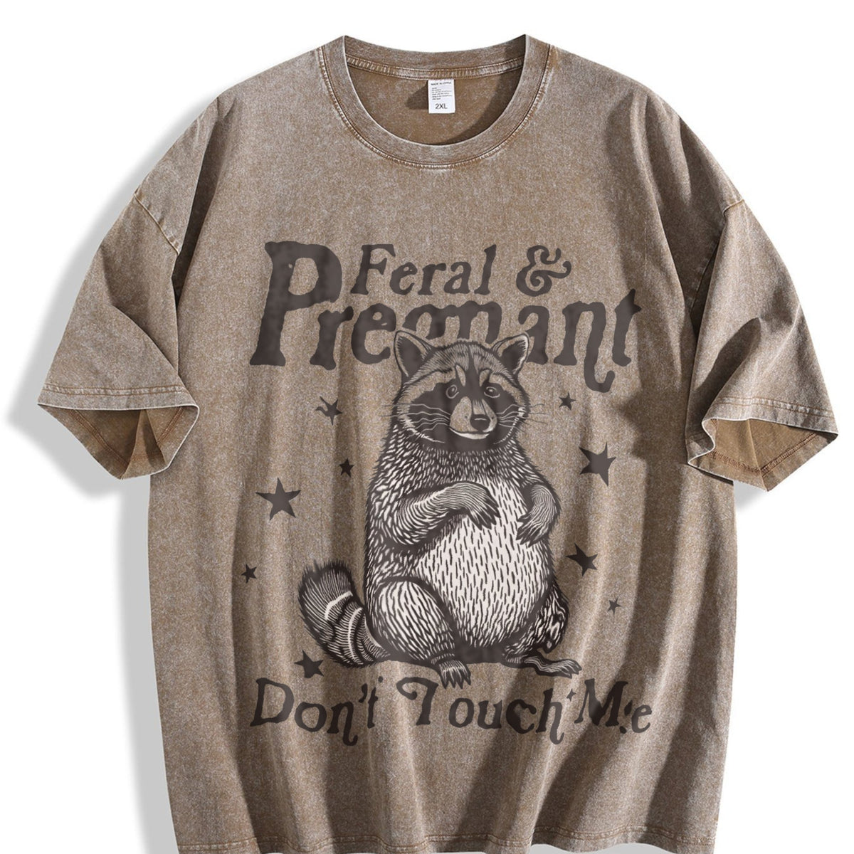 Feral And Pregnant Don't Touch Me Vintage Washed T-Shirt product image 3