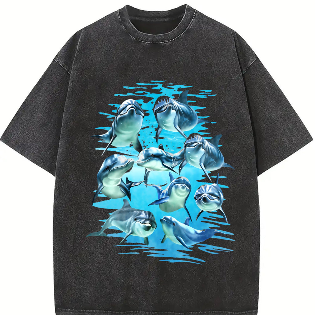Playful Dolphins Ocean Vintage Washed T-Shirt product image 2