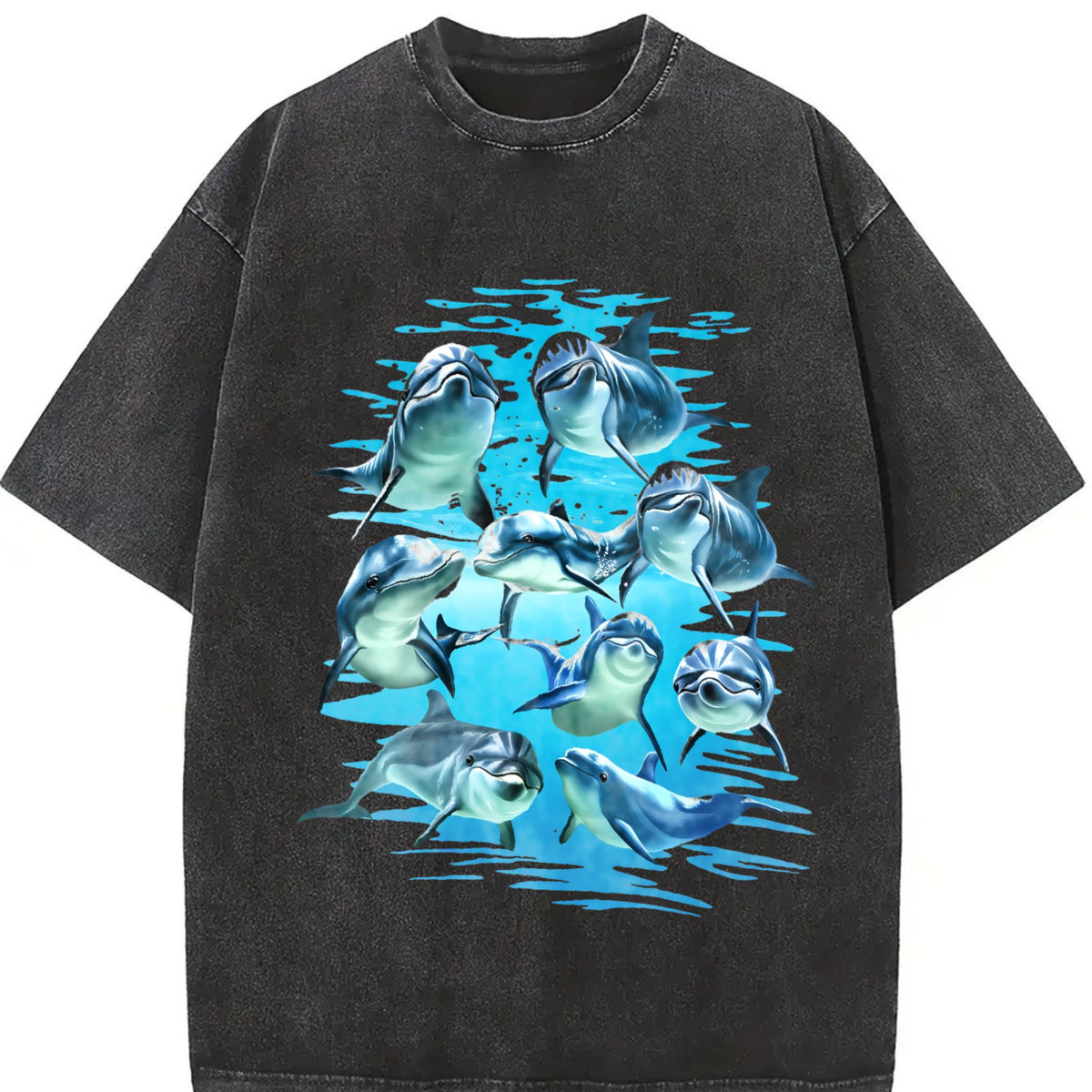 Playful Dolphins Ocean Vintage Washed T-Shirt product image 2