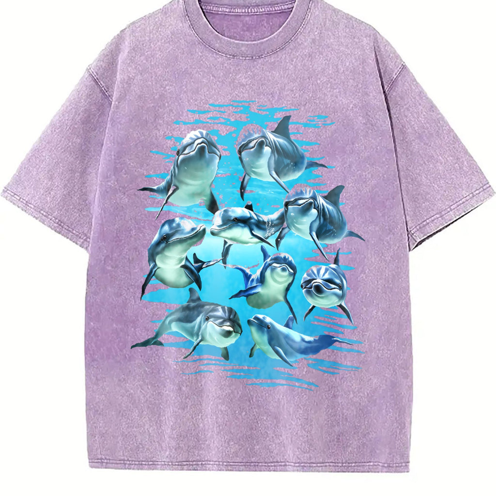 Playful Dolphins Ocean Vintage Washed T-Shirt product image 6