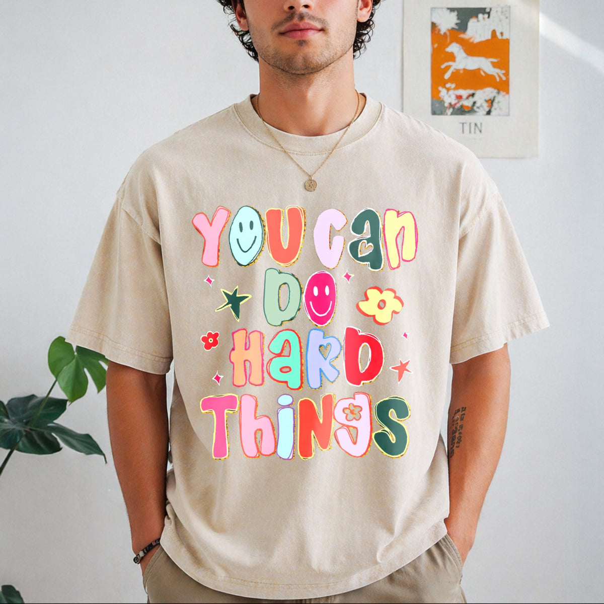 You Can Do Hard Things Teacher Vintage Washed T-Shirt product image 1