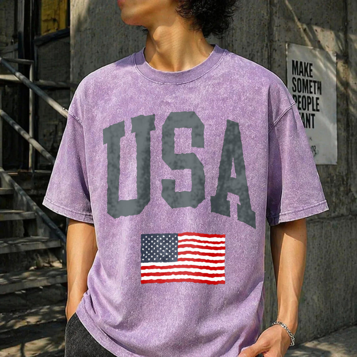USA Flag - With Faded Aesthetic Vintage Washed T-Shirt product image 13