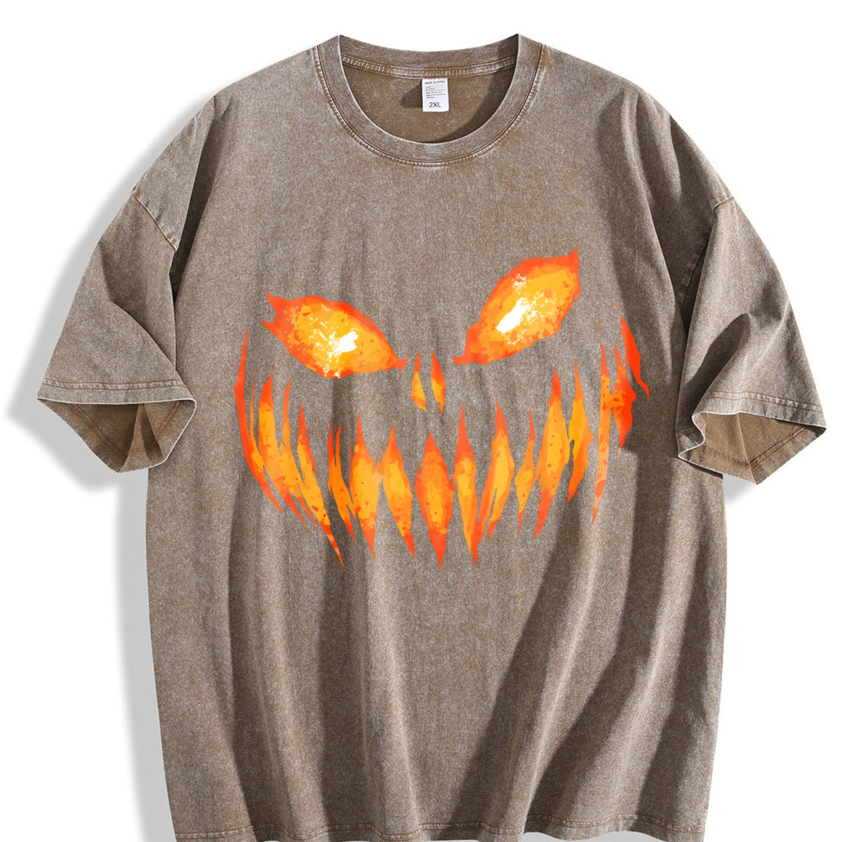 Funny Horror Pumpkin 90s Vintage Washed T-Shirt product image 3