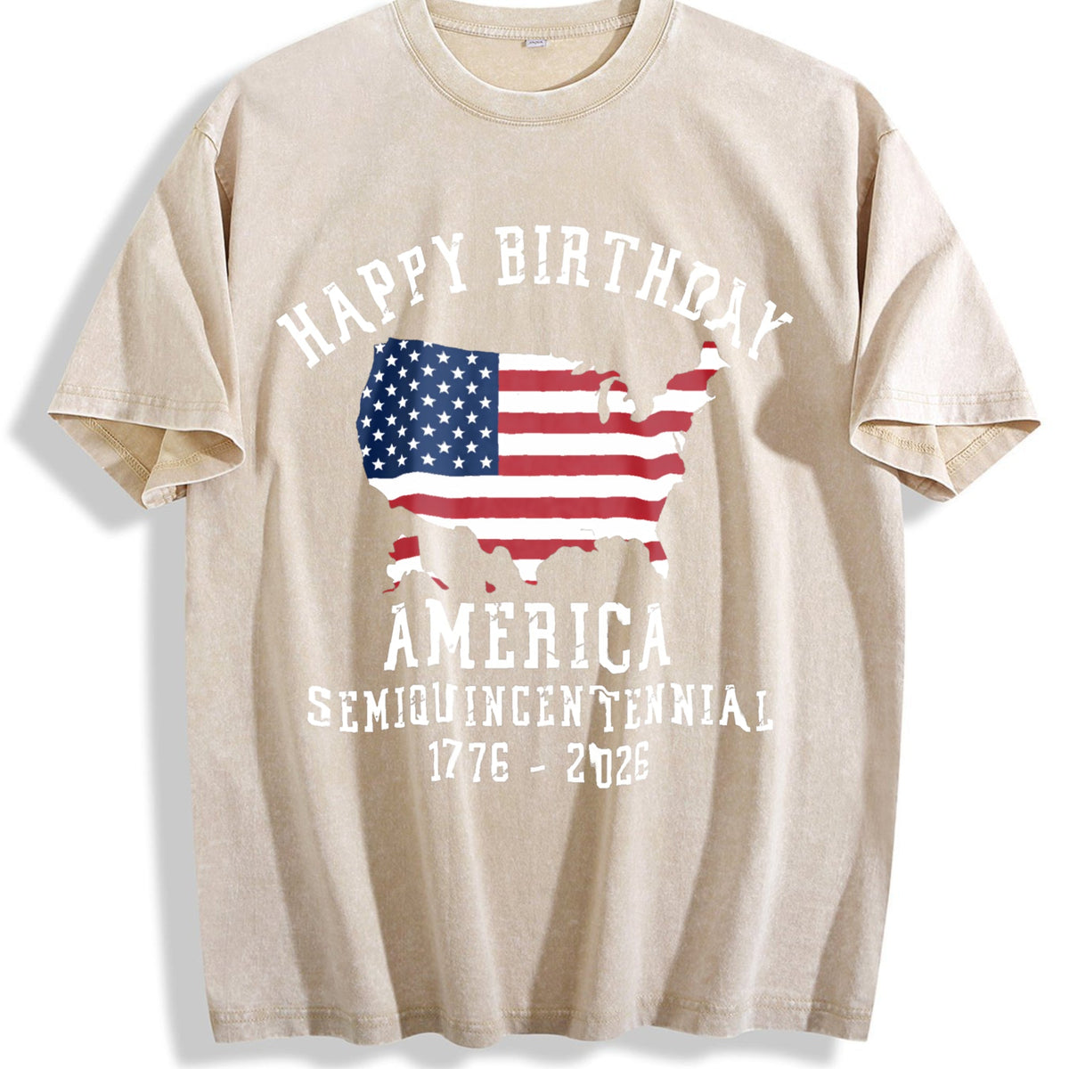Patriotic Happy Birthday America Vintage Washed T-Shirt product image 1