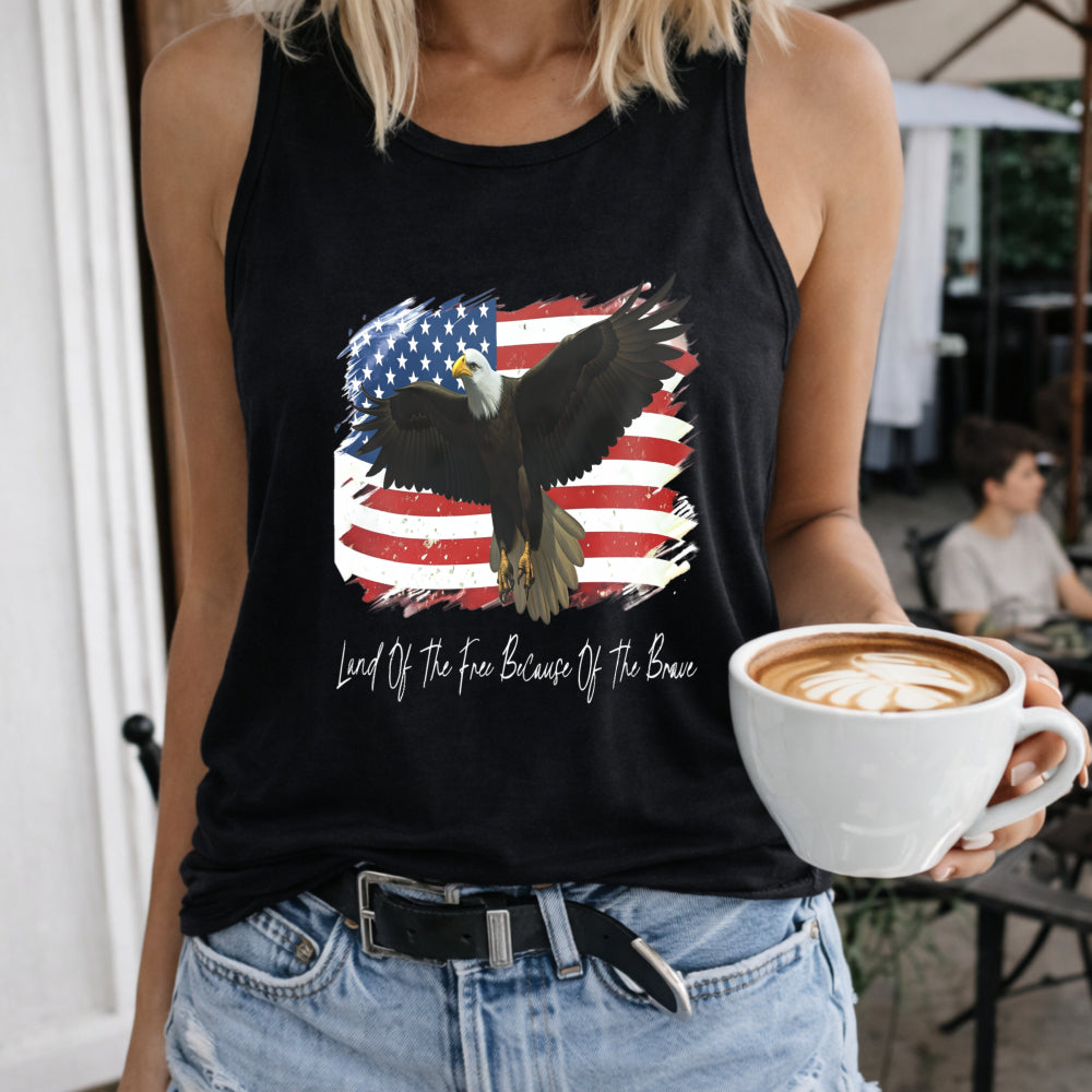 Land Of The Free Because Of The Brave Patriotic Eagle Women's Tank Top