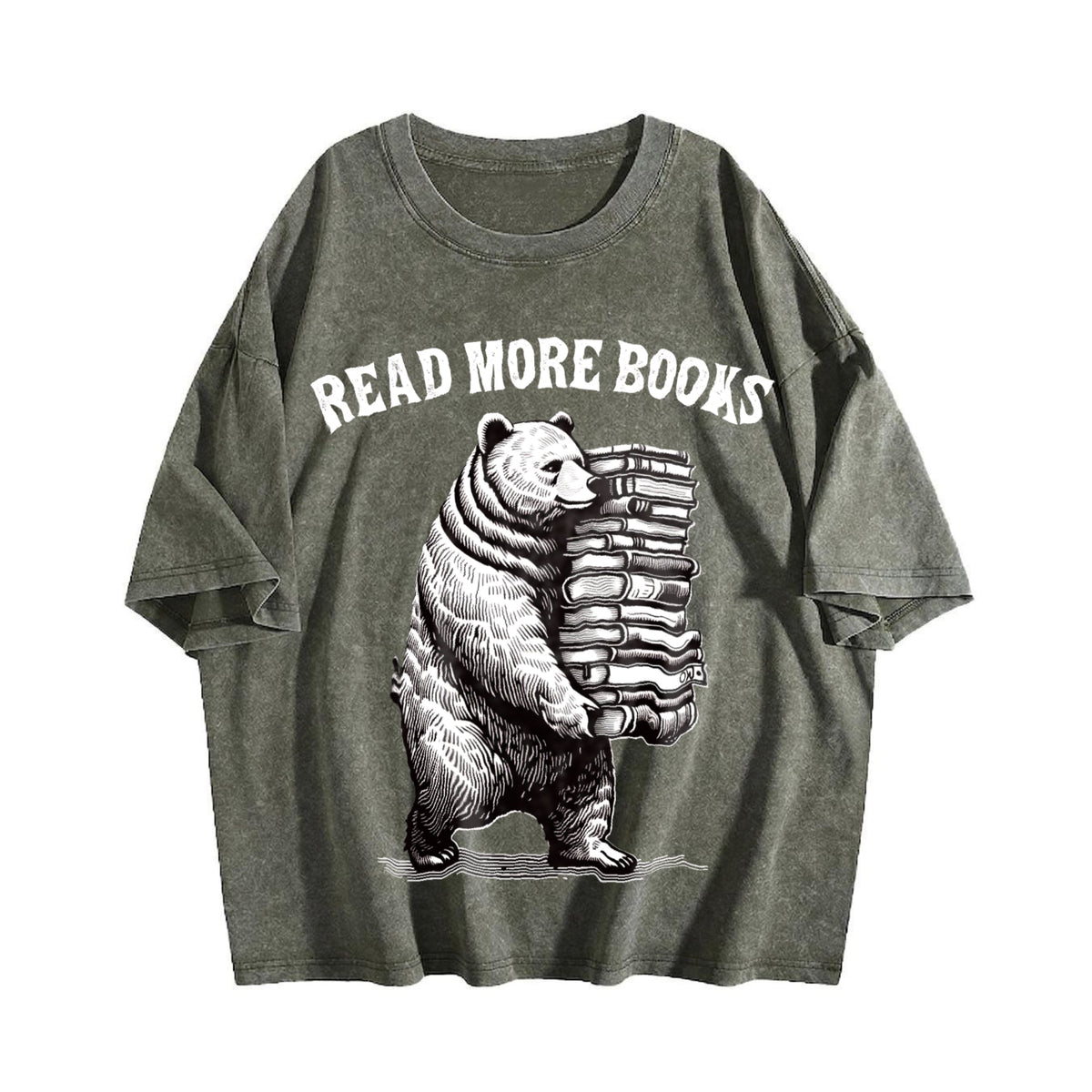 Funny Read More Books Bear 90s Vintage Washed T-Shirt product image 4