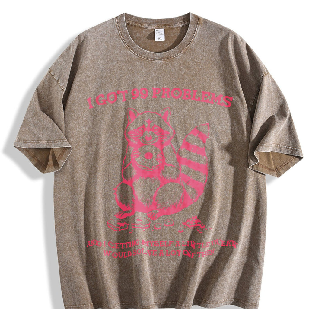 I Got 99 Problems Funny Raccoon 90's Vintage Washed T-Shirt product image 3