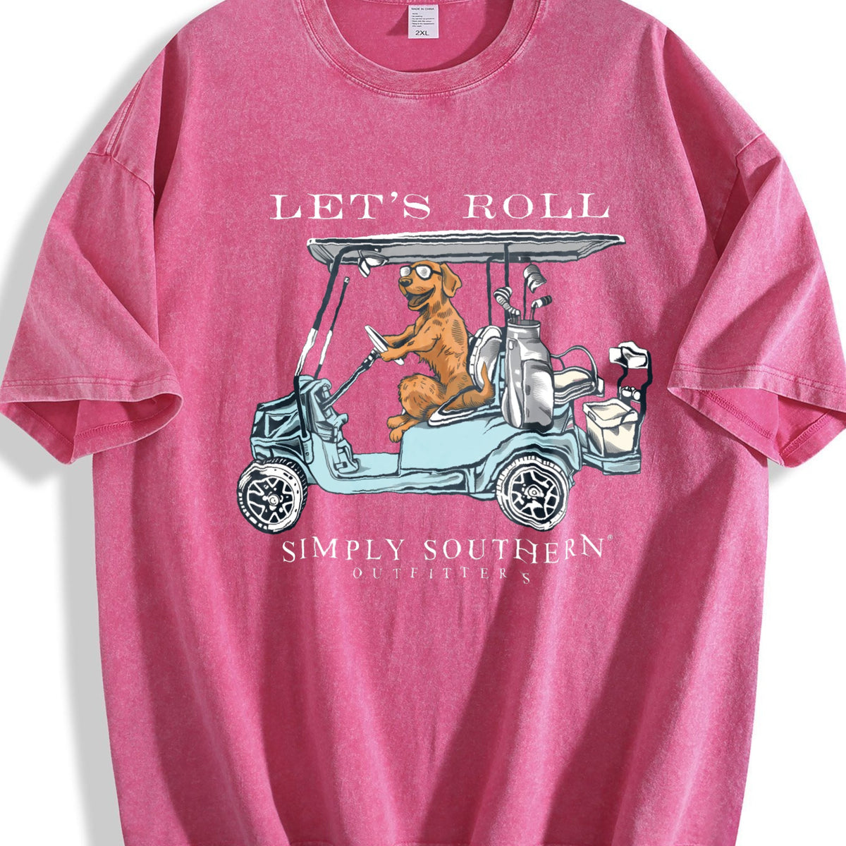 Let's Roll Golf Cart Dog Vintage Washed T-Shirt product image 7