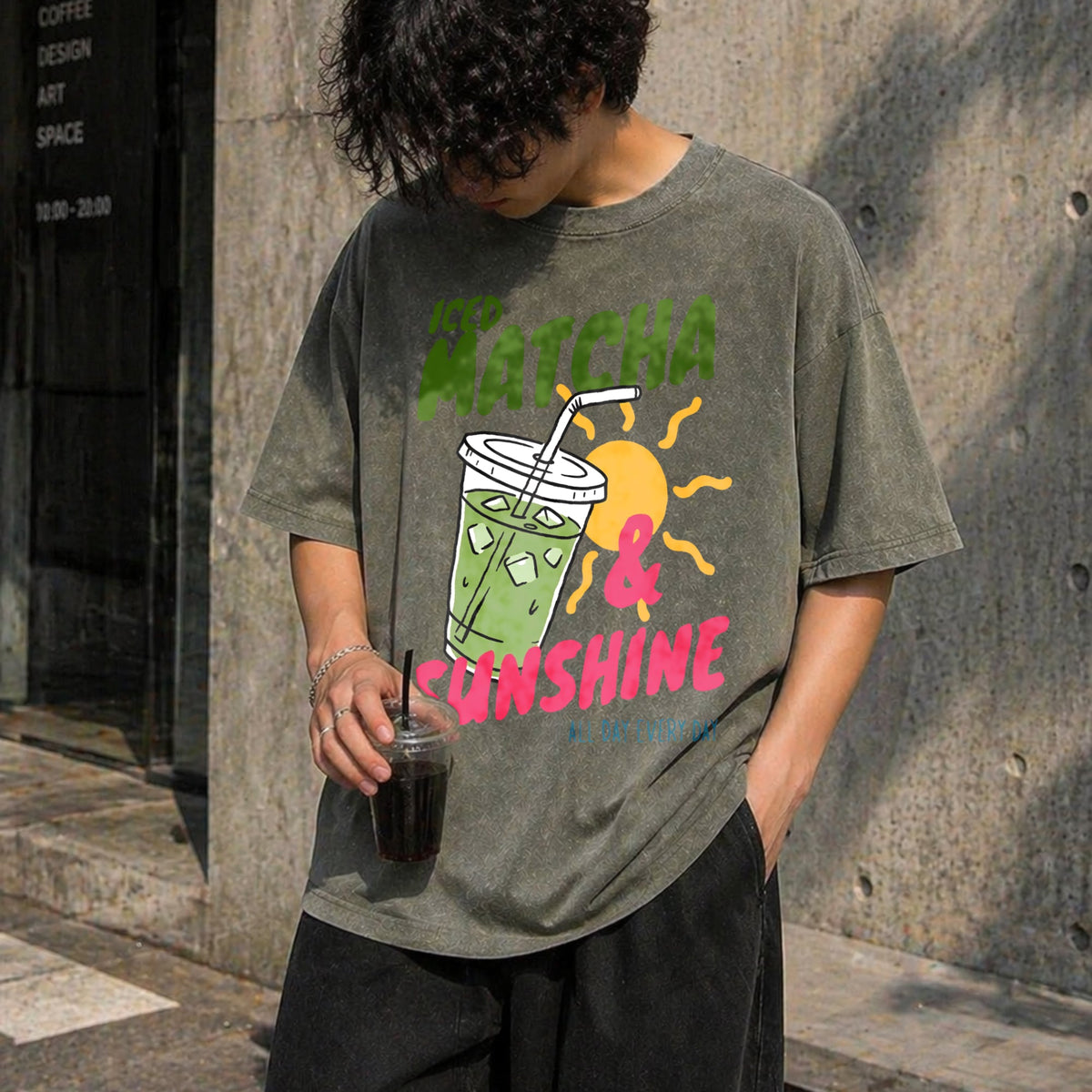 Iced Matcha Sunshine Vintage Washed T-Shirt product image 4