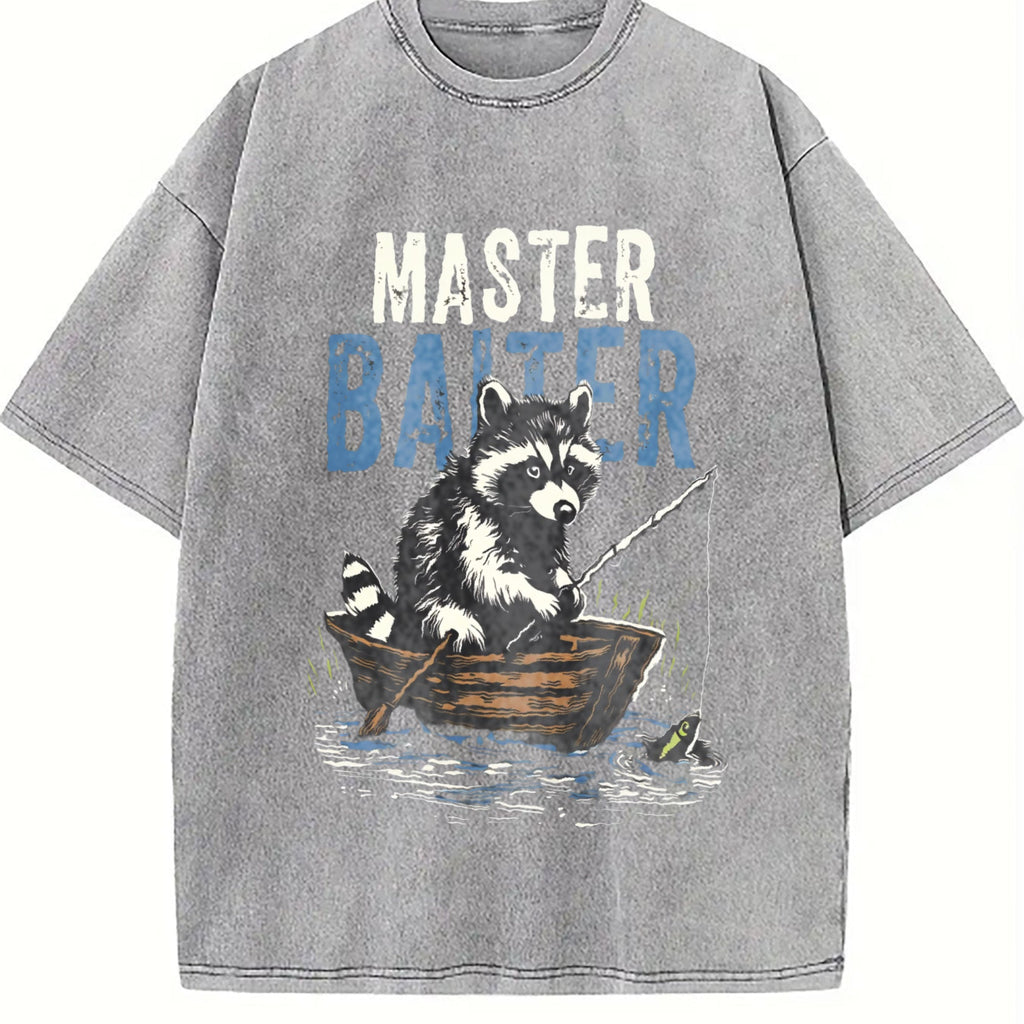 Master Baiter Raccoon Fishing Vintage Washed T-Shirt product image 5