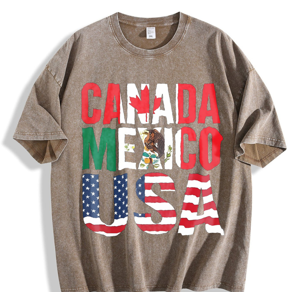 Can Mex USA Country Flag Letter Vintage Washed T-Shirt product image 3