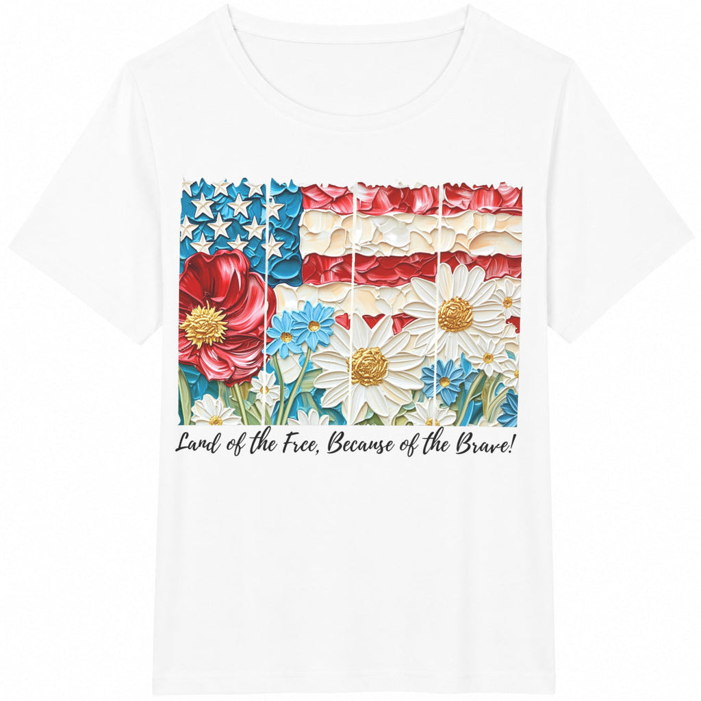 Floral Patriotic USA Cotton T-Shirt product image 2