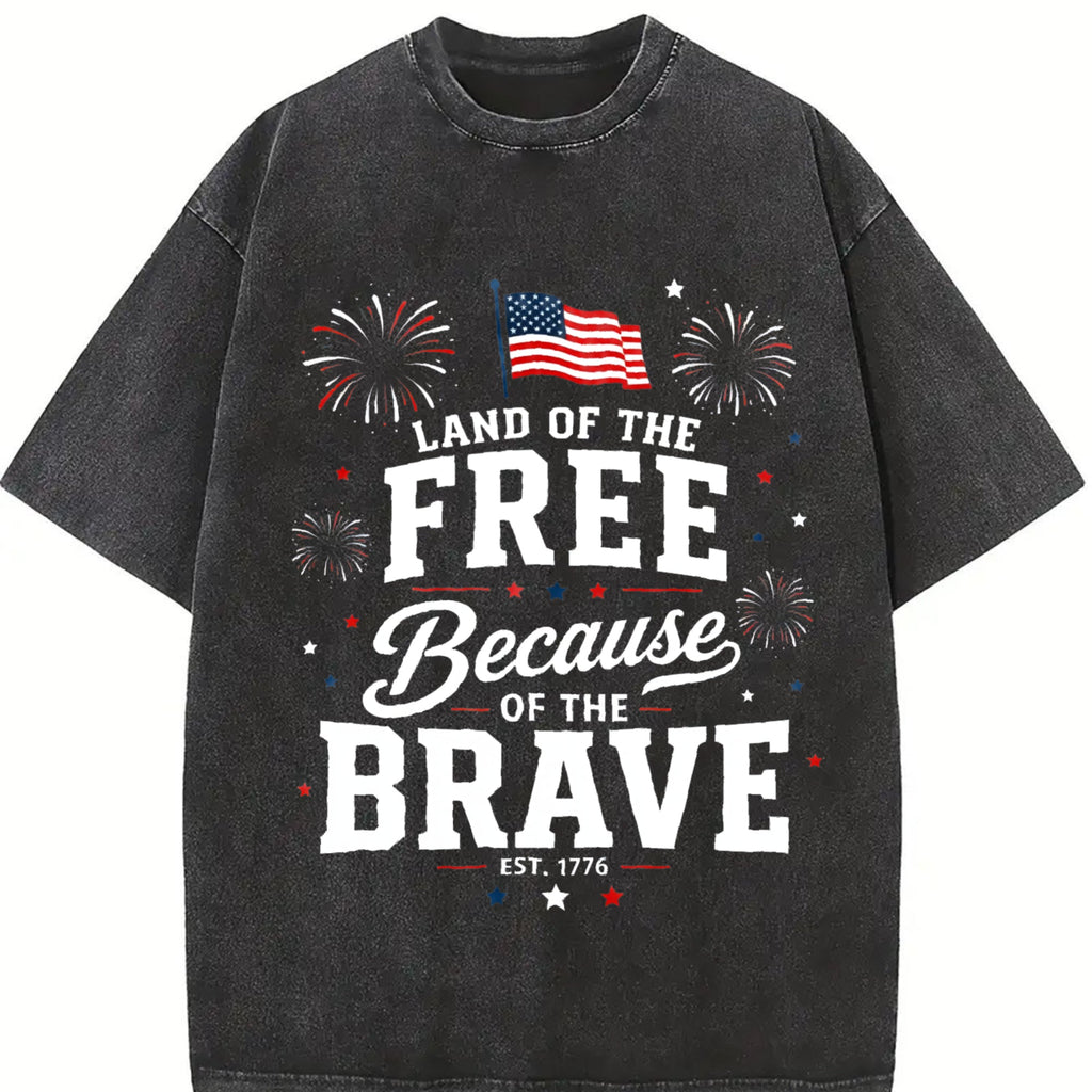 4th Of July - Land Free Because Brave Patriotic Red Vintage product image 2