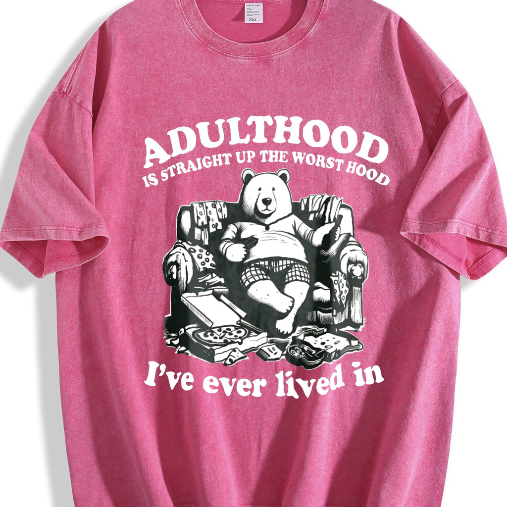 Funny Bear Adulthood 90s Vintage Washed T-Shirt product image 7