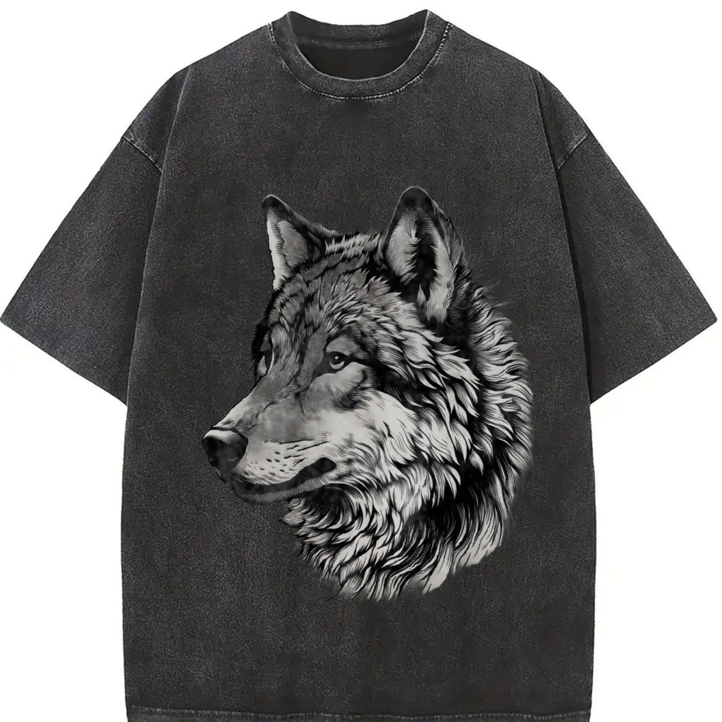 Wolf Face Hand Drawing 90s Vintage Washed T-Shirt product image 2