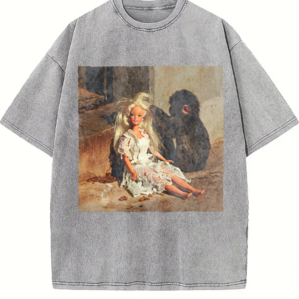 Doll Sitting by a Fireplace Vintage Washed T-Shirt product image 5