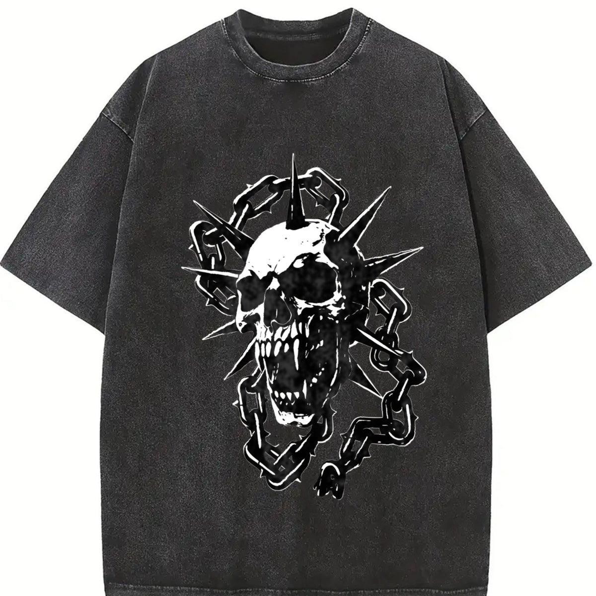 Spiked Skull Chains Vintage Washed T-Shirt product image 2