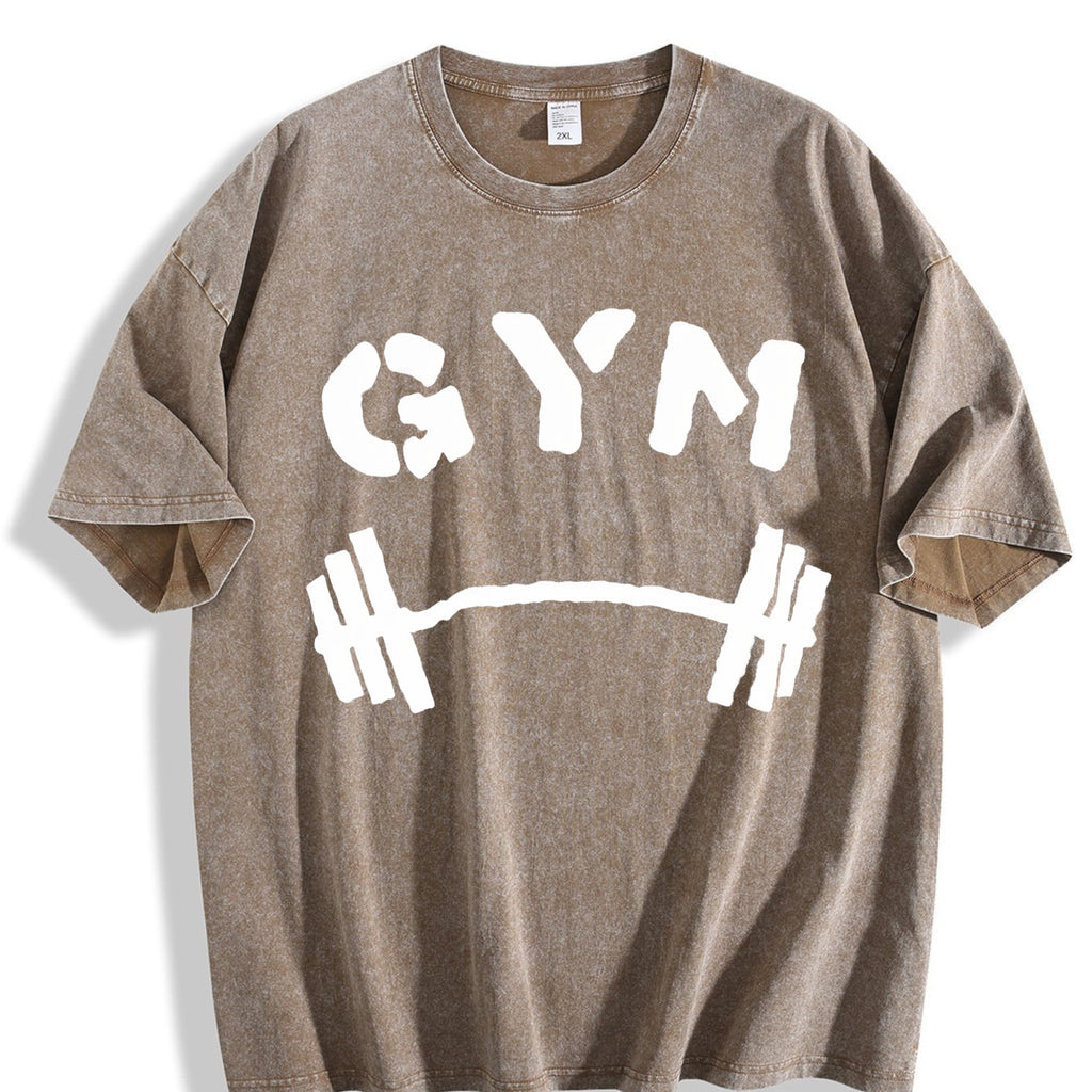 Vibrant Red Gym With Dumbbell Vintage Washed T-Shirt product image 3