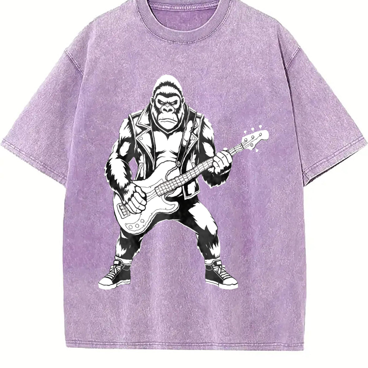 Bigfoot Playing Guitar Funny 90s Vintage Washed T-Shirt product image 6