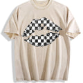 Black And White Checkered Lips Summer Vintage Washed T-Shirt product image 1