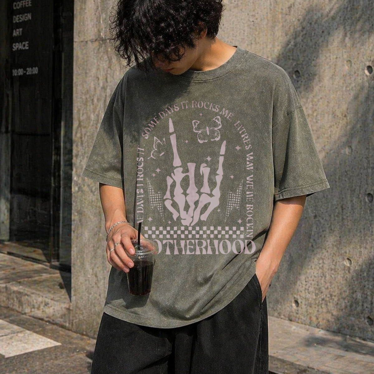 Motherhood Rock Skeleton Vintage Washed T-Shirt product image 11