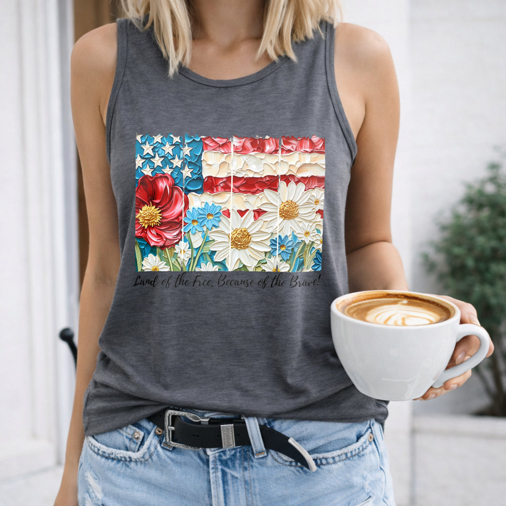 Floral Patriotic USA Women's Tank Top