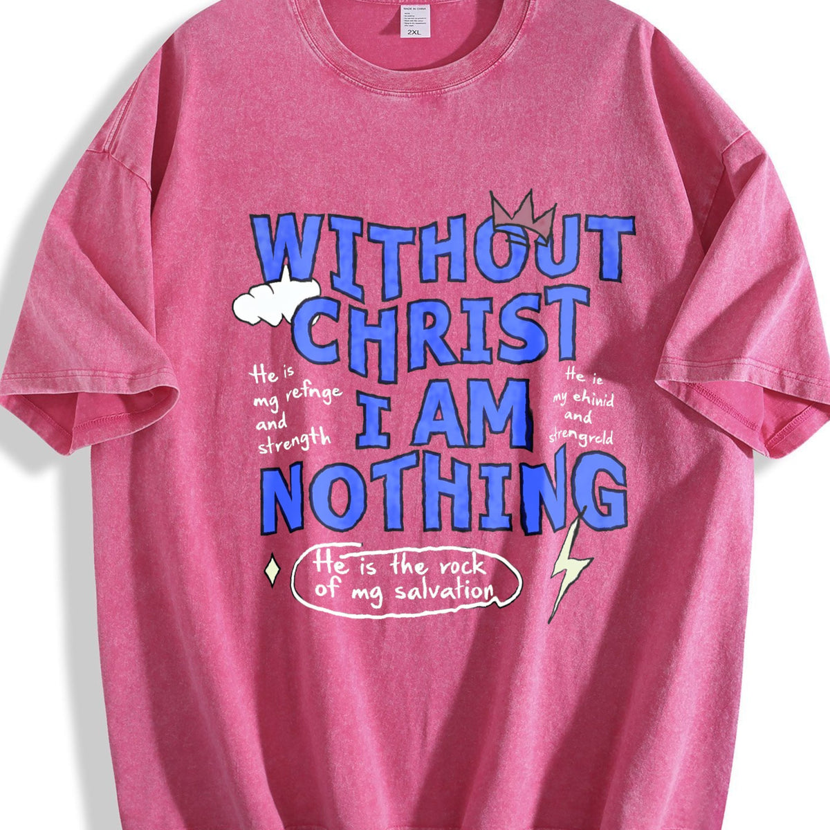 100 Boxy Christian Faith Letter White Vintage Washed T-Shirt product image 7