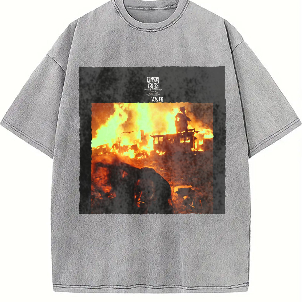 Burning City Doll Scene Vintage Washed T-Shirt product image 5