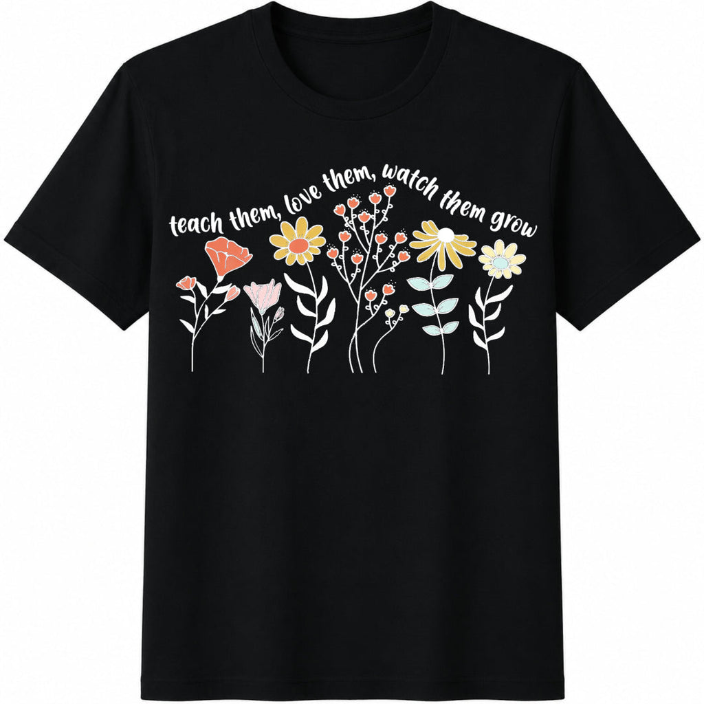 Floral Teacher Tote Bag Teach Them Cotton T-Shirt