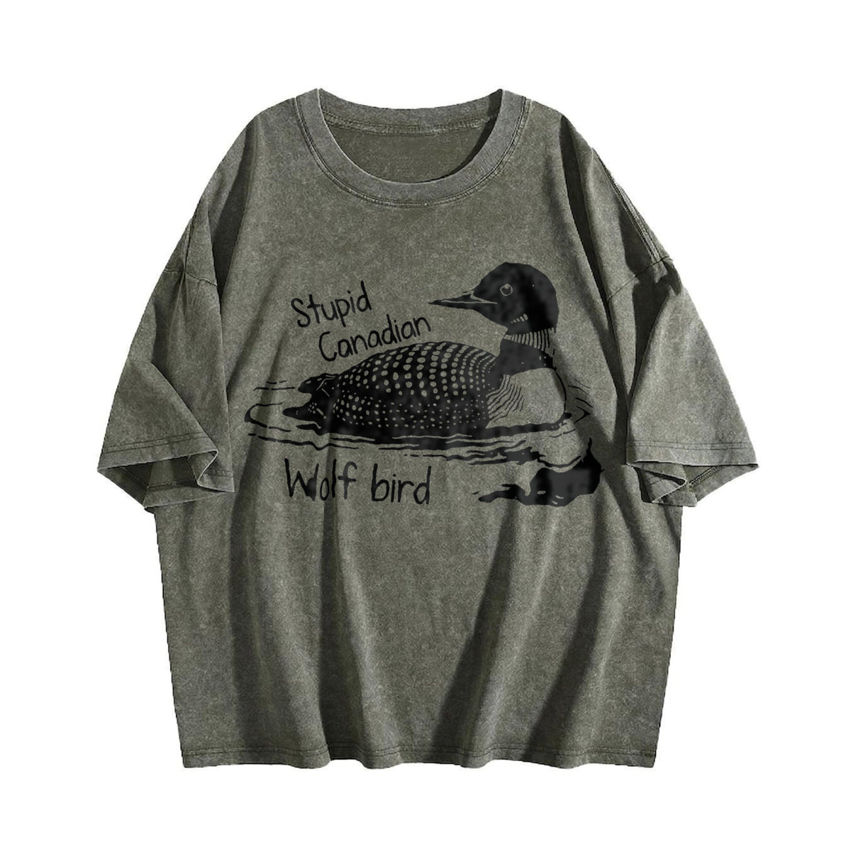 Stupid Canadian Wolf Bird Vintage Washed T-Shirt product image 4