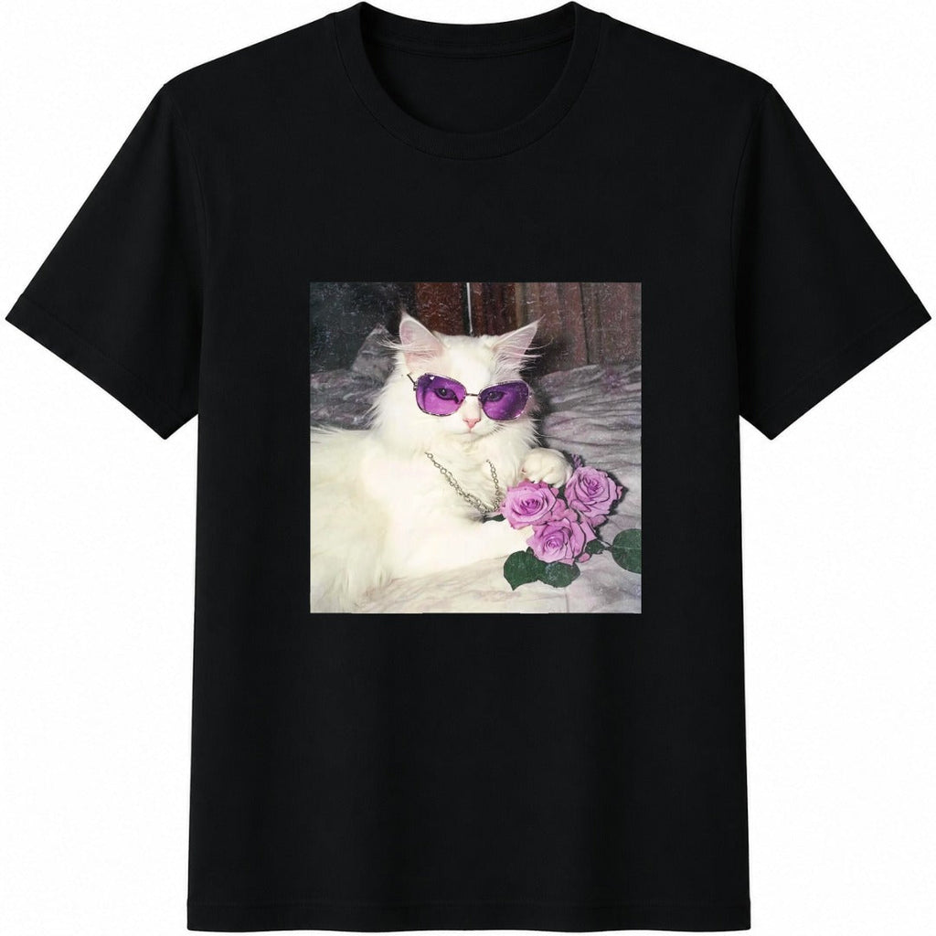 Wash White Cat Cotton T-Shirt product image 1