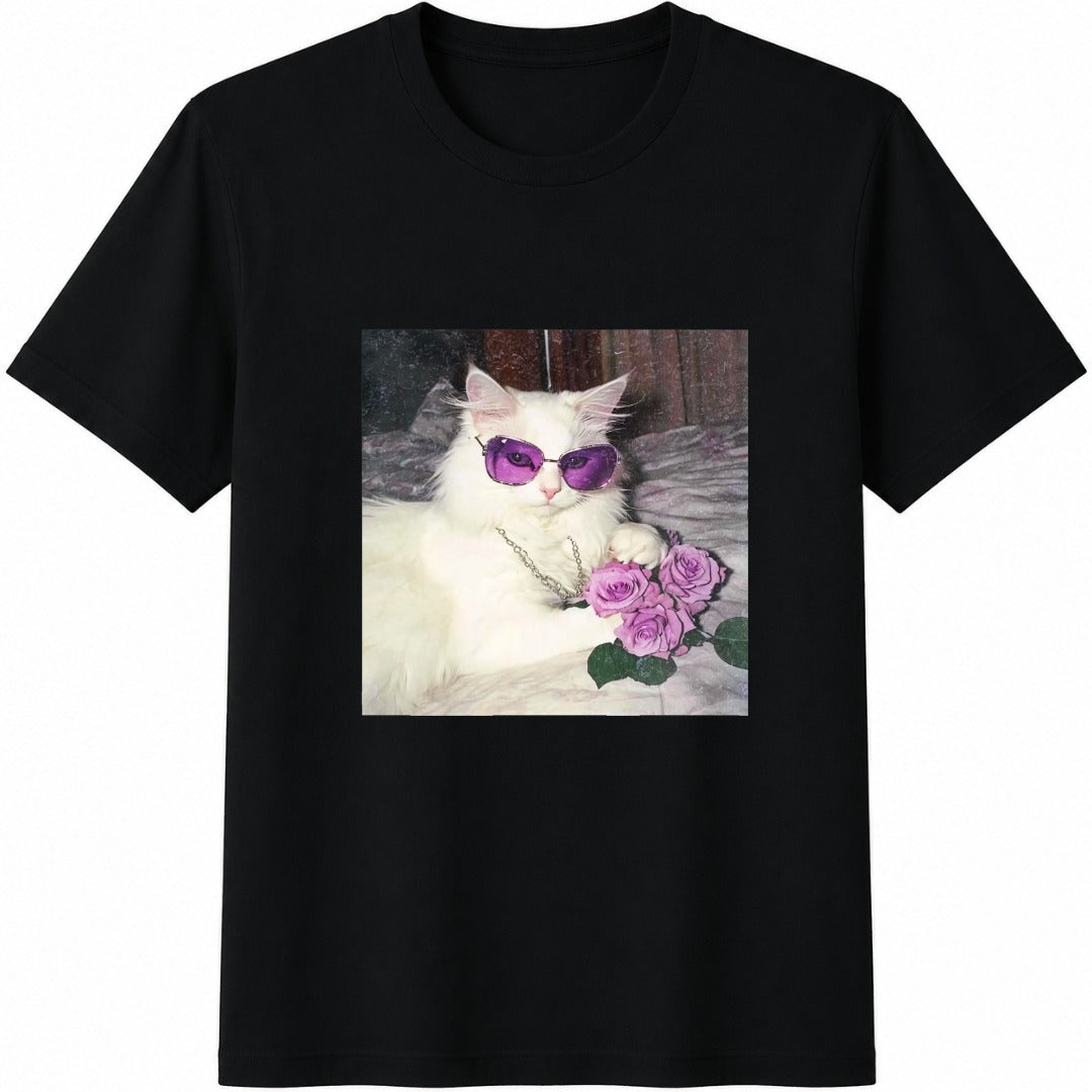 Wash White Cat Cotton T-Shirt product image 1