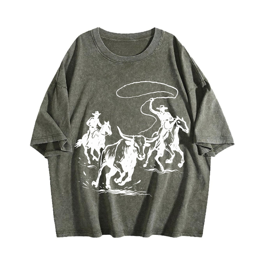 Cowboys Roping Bull Vintage Washed T-Shirt product image 4