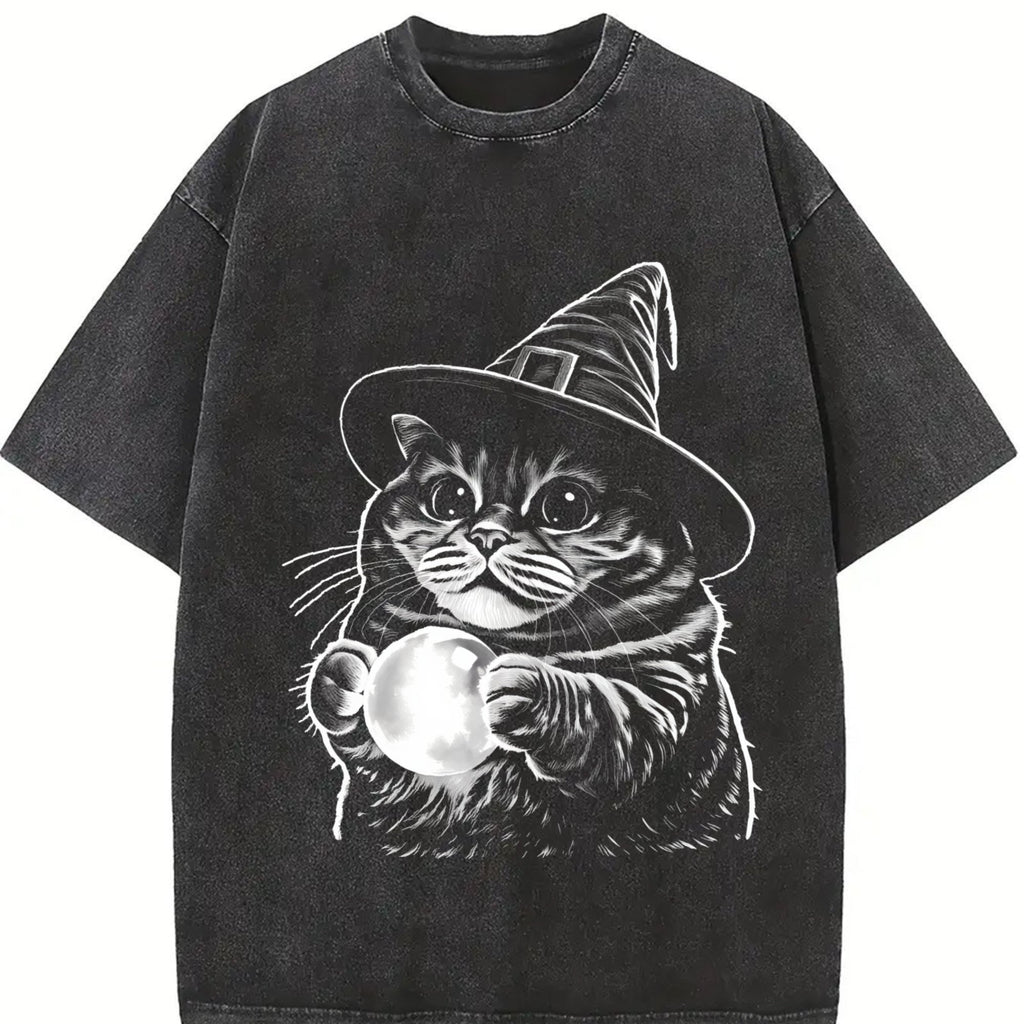 Witch Cat Vintage Washed T-Shirt product image 2