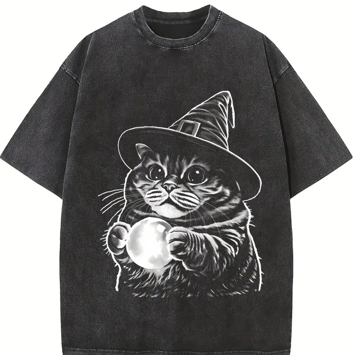 Witch Cat Vintage Washed T-Shirt product image 2