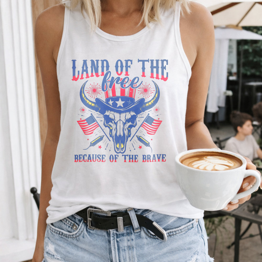 Land Of The Free Because Of The Brave - Patriotic Women's Tank Top