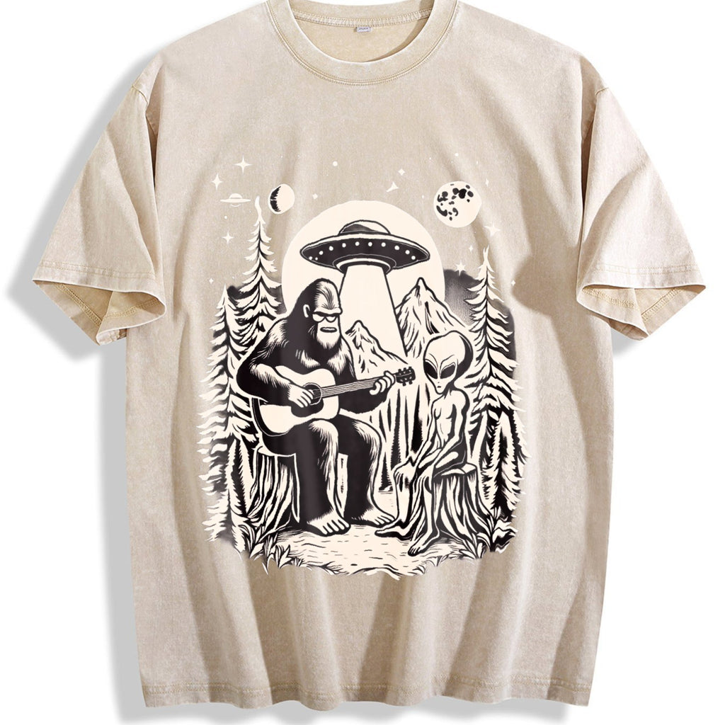 Bigfoot Playing Guitar With Alien And UFO 90s Vintage product image 1