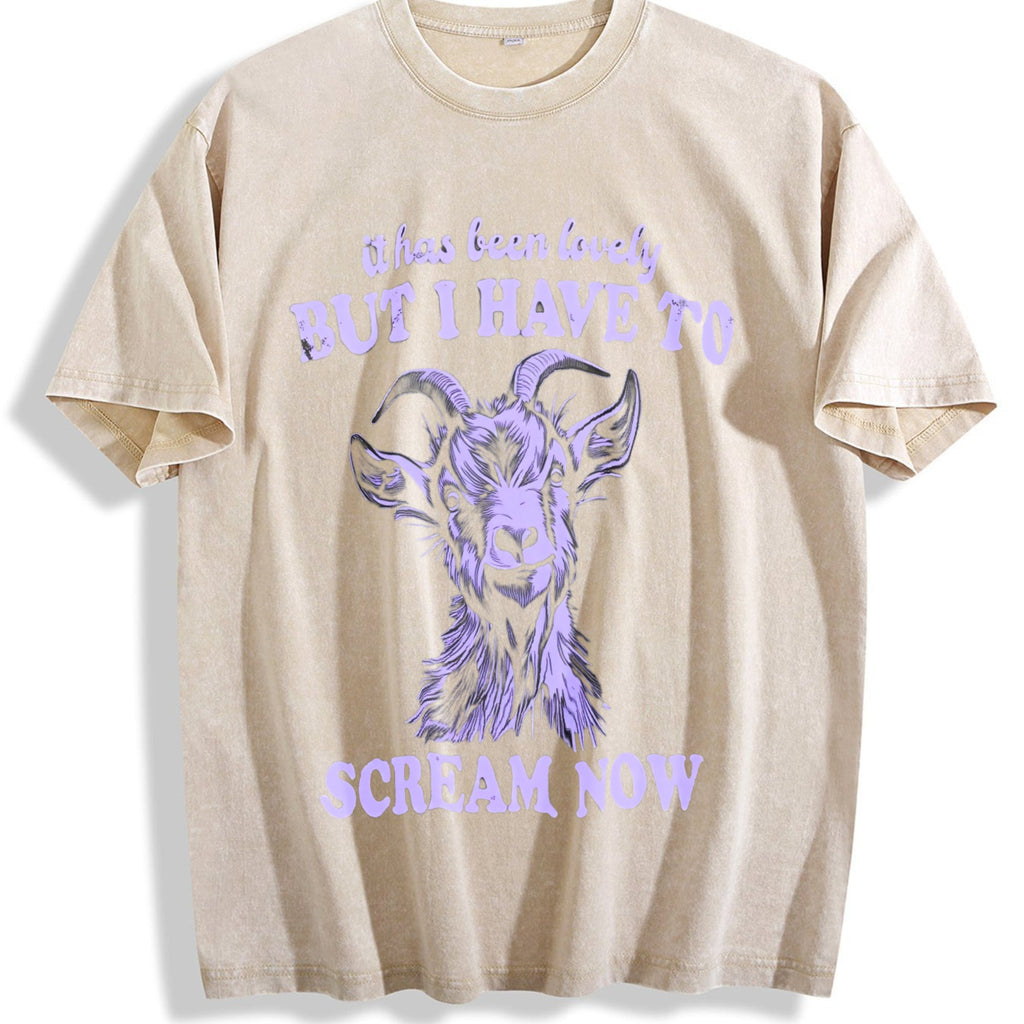 Funny Goat I Have To Scream Now 90's Vintage Washed T-Shirt product image 1