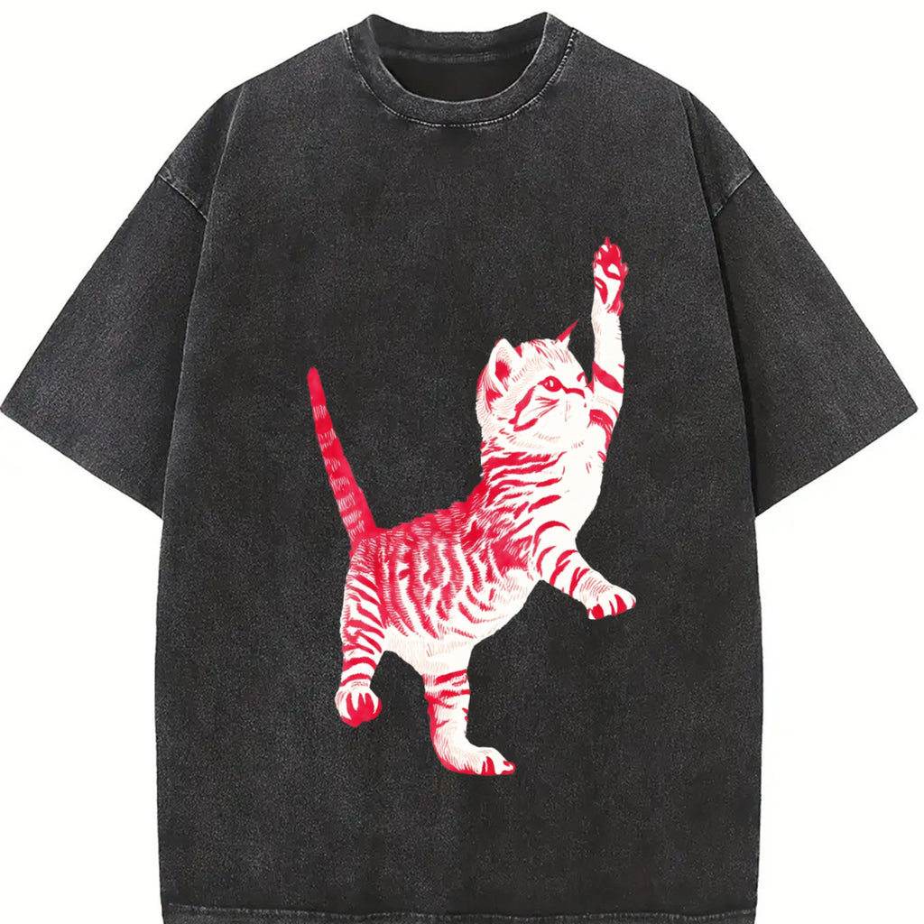 Playful Cat Vintage Washed T-Shirt product image 2