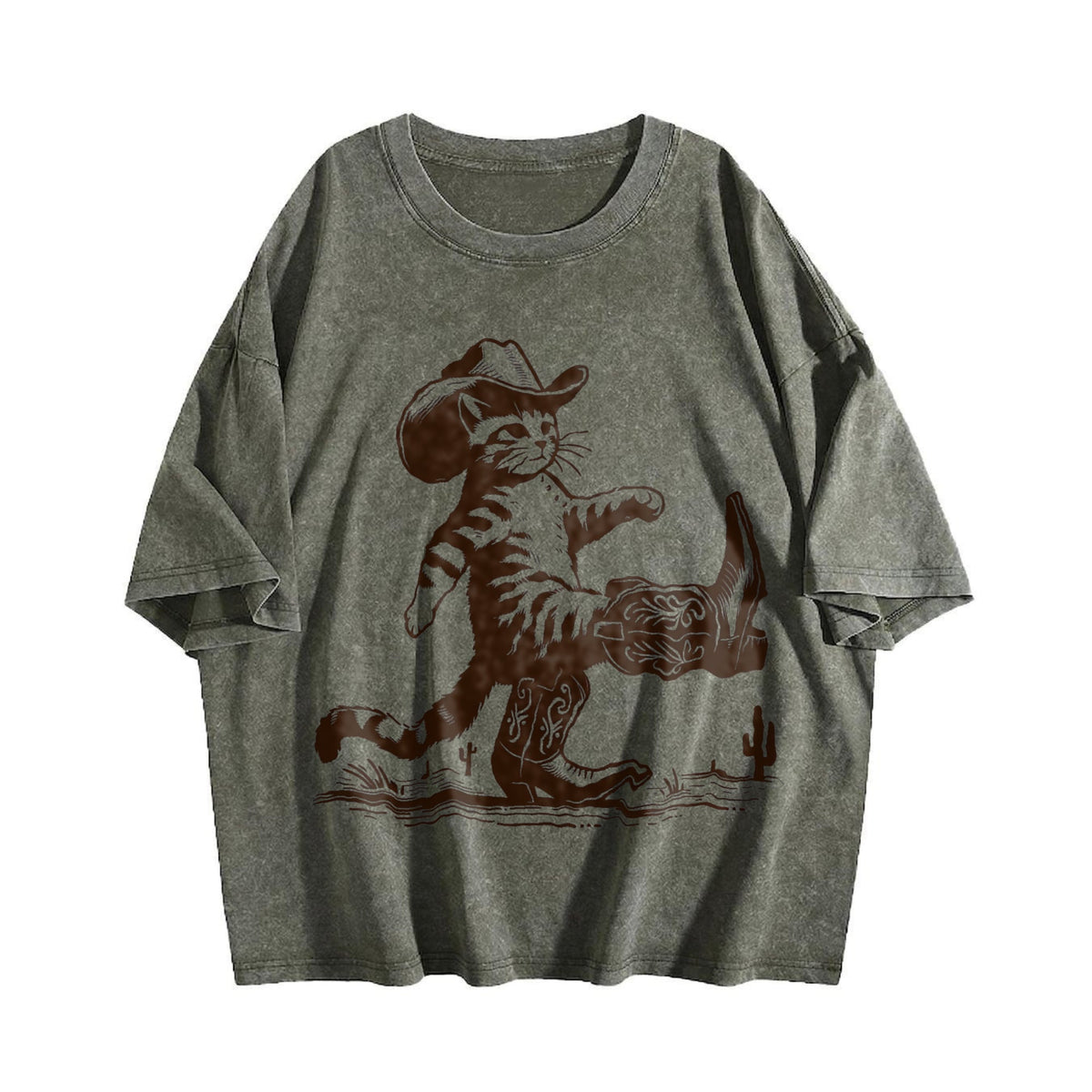 Cowboy Cat Vintage Washed T-Shirt product image 4