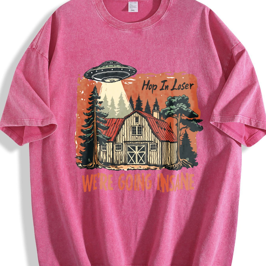 UFO Get In Loser We're Going Insane Y2K Vintage Washed product image 7