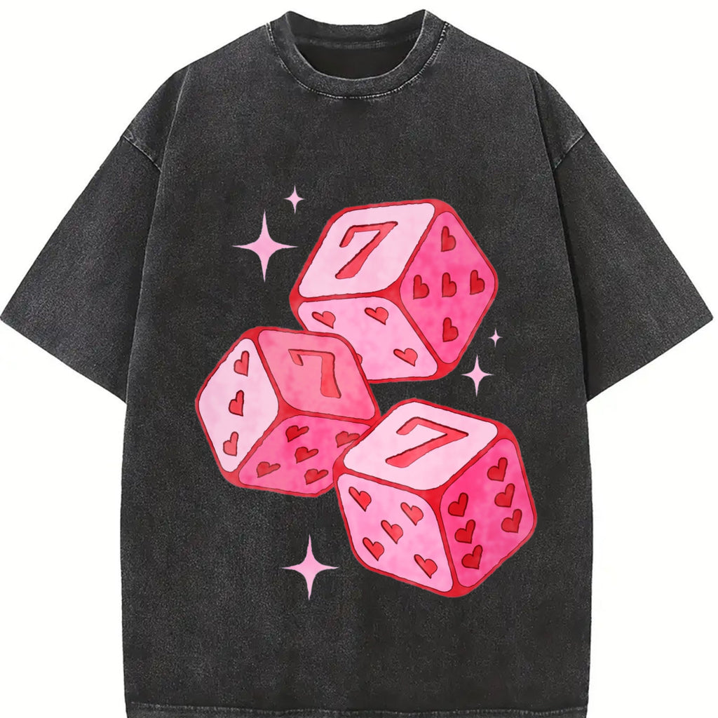 Pink Lucky 7 Dice Vintage Washed T-Shirt product image 2
