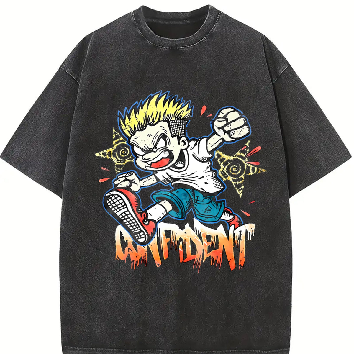 Cartoon Confident Vintage Washed T-Shirt product image 2