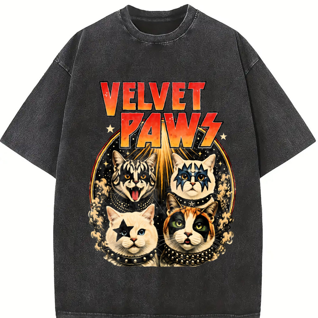 Velvet Pawz Cat Rock Band Vintage Washed T-Shirt product image 2