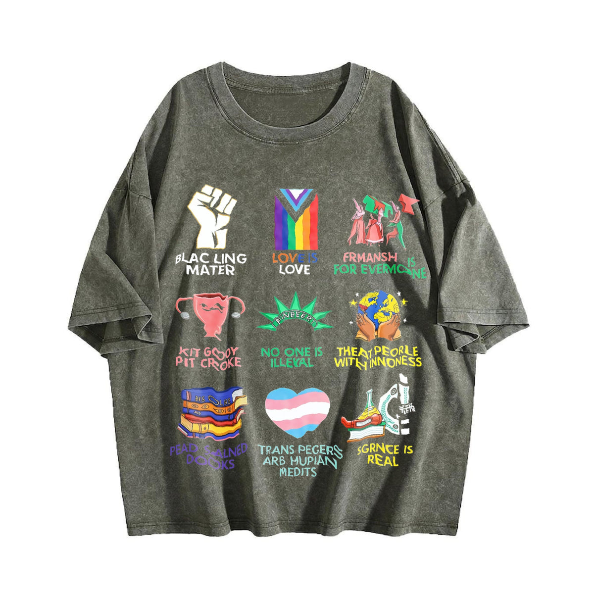 Big Fan Of Human Rights Vintage Washed T-Shirt product image 4