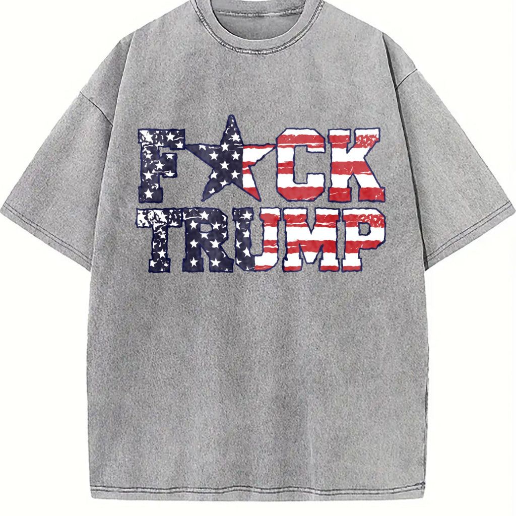 Fuck Trump USA Flag Vintage Washed T-Shirt product image 5