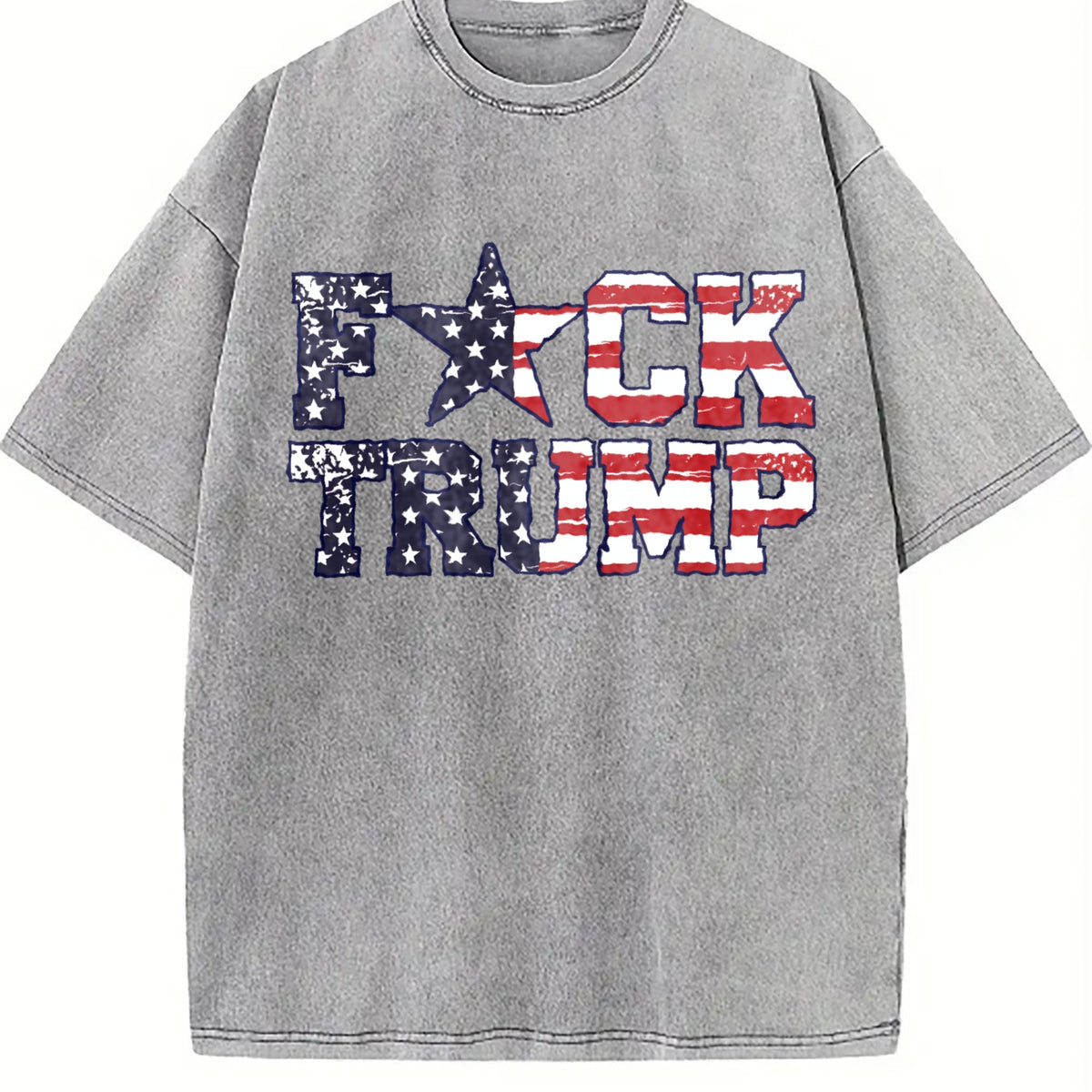 Fuck Trump USA Flag Vintage Washed T-Shirt product image 5