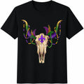 Mardi Gras Bull Skull Cotton T-Shirt product image 1